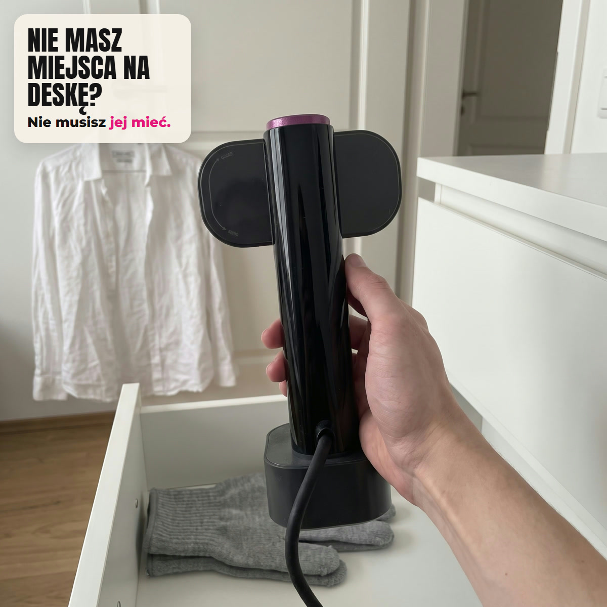Comla Vapor nad otwartą szufladą, bez deski do prasowania